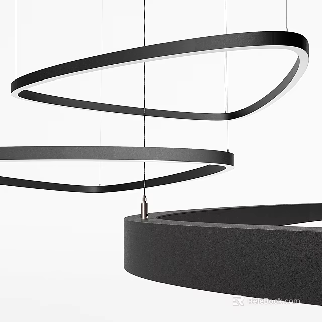 Modern Black Circular Hanging Chandelier With Multiple Ring Design For Interior Decor 3d model 