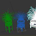 Three Potted Plants on Decorative Wooden Stands with Rattan Accents for Home Decor