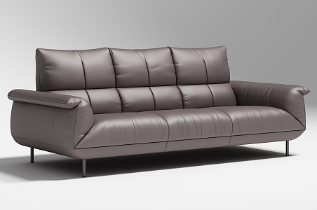 Living room three-seat leather sofa 3d model