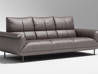 Living room three-seat leather sofa 3d model