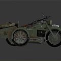 Vintage Classic Motorcycle With Sidecar And Retro Metallic Green Design