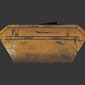 Orange Worn Skip Bin Filled With Black Waste On Dark Surface SKIP HIRE 3d model