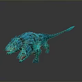 Two Headed Blue Dragon Creature With Scaly Body And Sharp Teeth