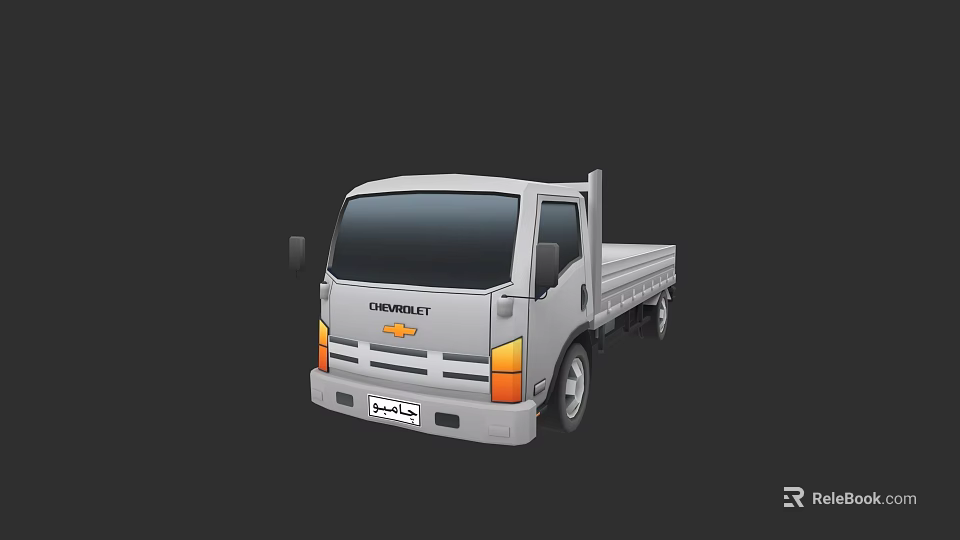 Silver Chevrolet Flatbed Truck Front Exterior View With Classic Design 3d model 
