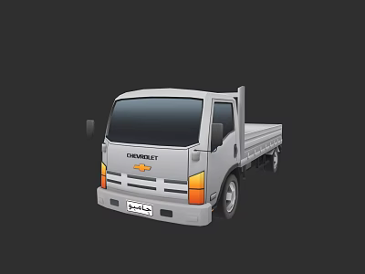 Silver Chevrolet Flatbed Truck Front Exterior View With Classic Design 3d model