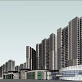 Modern Urban Office Building Complex With Central Green Space And Water Features