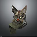 Steampunk Style Gas Mask With Fox Ear Design And Metallic Components 3d model