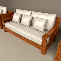 Modern Sofa Set With Wooden Frame White Cushions And Multiple Seating Options 3d model