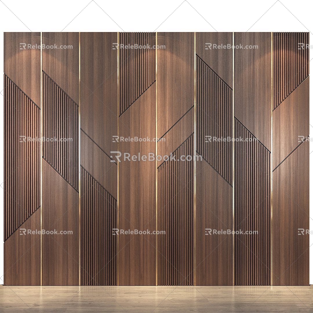 Modern background wall solid wood background wall 3d model