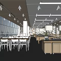 Modern Library Reading Room Bookstore Bookshelf 3d model