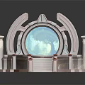 Detailed Fantasy Scenery Structure With Illuminated Circular Panel Steps And Pillars 3d model