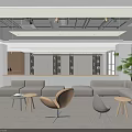 Modern Leisure Sofa Set In Contemporary Interior With Armchairs Side Tables And Green Plants
