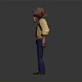 Cartoon Game And Movie Character With Red Face Glasses Yellow Jacket Blue Pants Brown Shoes