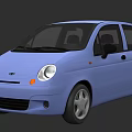 Light Blue Small Hatchback Car With Rounded Headlights And Four Doors Design 3d model