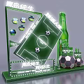 Tsingtao Pure Draft Beer Display With Football Field Models And Fresh Life Concept