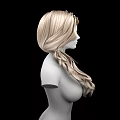 Game Film Character With Blonde Long Curly Hair Side Ponytail And Upper Body Black Background