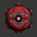 Spherical Cosmic Probe With Red Blue Metallic Shell And Multiple Lens Modules