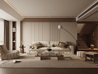 Quiet Style Living Room Middle and Ancient Living Room Combination Sofa 3d model