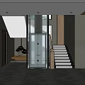modern elevator hall elevator car 3d model