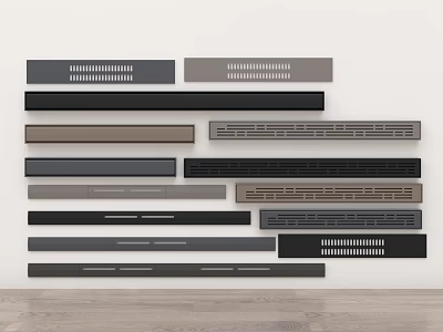 Various Strip Ventilation Panels With Different Designs On White Wall 3d model