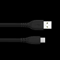 Black USB A to USB C Charging and Data Transfer Cable for Smartphones and Devices