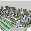 Large Residential Complex With High Rise Apartment Buildings Green Spaces And Water Feature