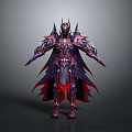 Mythical Warrior Character in Elaborate Purple Red Armor with Spiked Details and Cape