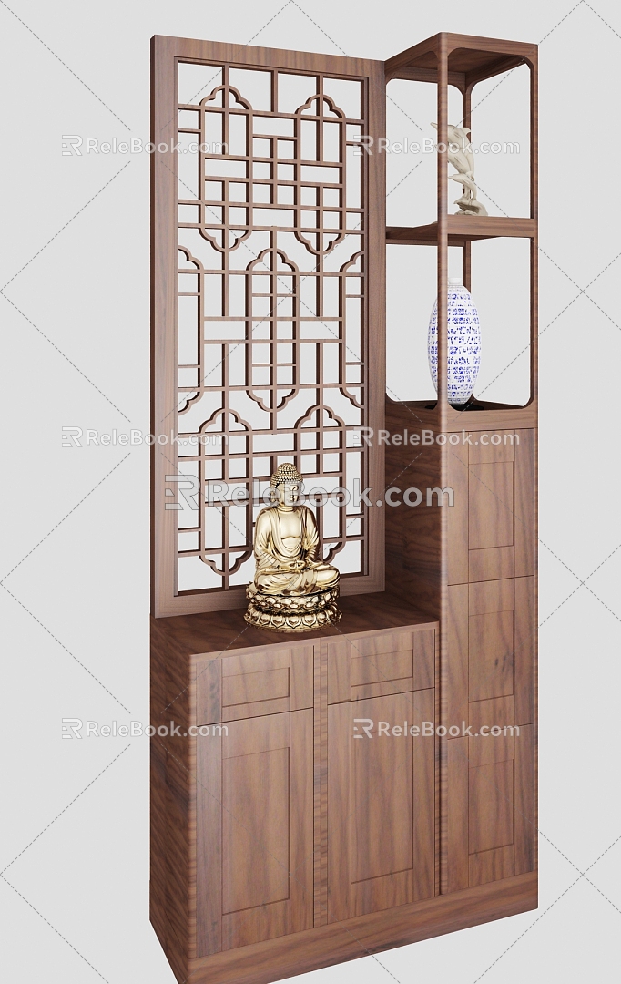 New Chinese-style Entrance Cabinet 3d model