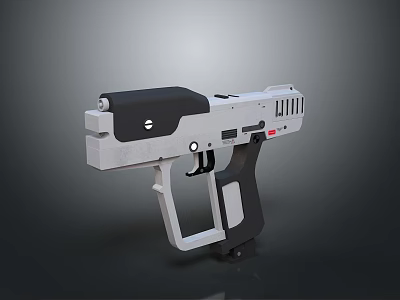 Futuristic Modern Pistol Weapon with White Black Sleek Design and Ergonomic Grip Structure 3d model