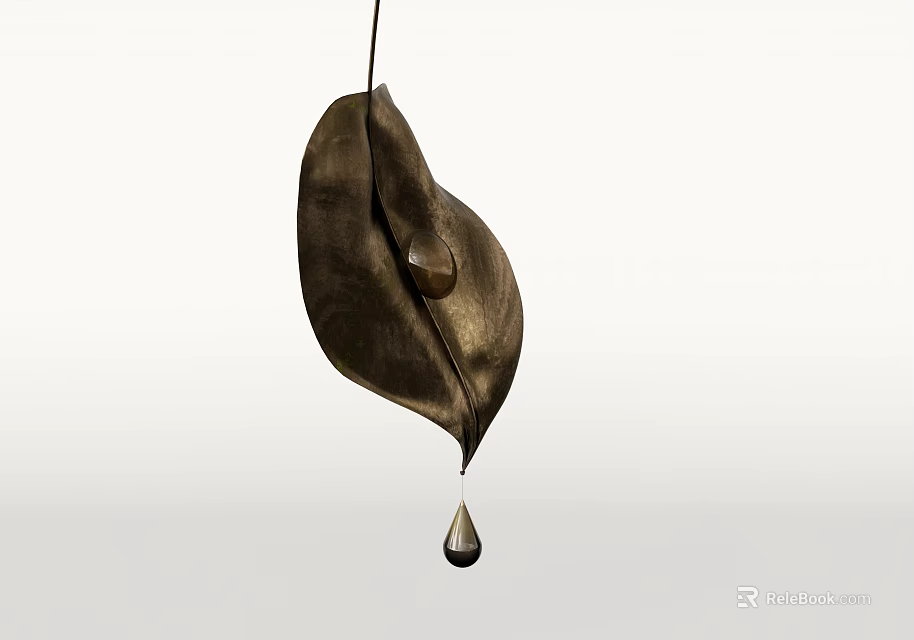 Leaf Shaped Brown Chandelier With Water Drop Decoration For Modern Home 3d model