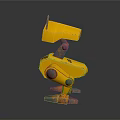 Small Yellow Mechanical Arm With Metal Structure And Orange Worn Joints