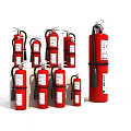 Various Sizes of Red Fire Extinguishers as Essential Safety Equipment