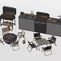 Outdoor Chairs In Grill Area With Table And Kitchen Appliances For Patio Setup