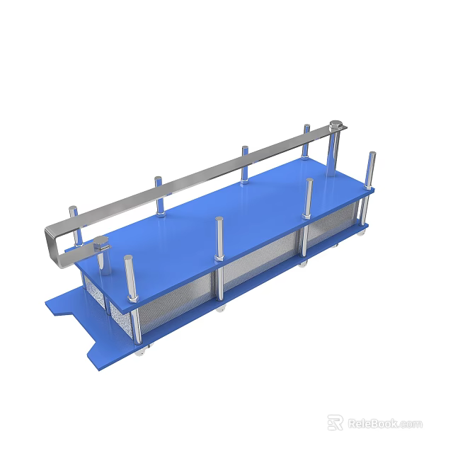 Heavy Duty Blue Platform Equipment Featuring Metal Frame And Support Poles 3d model 