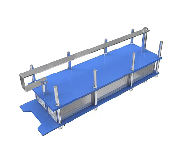 Heavy Duty Blue Platform Equipment Featuring Metal Frame And Support Poles 3d model