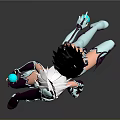 Anime Characters With White And Black Hair In Mechanical Outfits Holding Blue Orbs