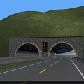 Road Facilities Featuring Stone Wall Tunnel Dual Carriageway Guardrail And Yellow Lane Markings