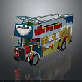 Double Decker Bus with Wings over Africa Theme and Colorful Scenic Decorations