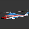 Colorful Helicopter With Blue Red White Body Rotors On Black Background With Reflection