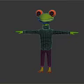 Game and Movie Character Green Frog With Red Big Eyes And Black Outfit Arms Outstretched