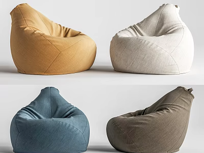 Modern Bean Bag Chairs With Various Colors for Comfortable Living Room Seating 3d model