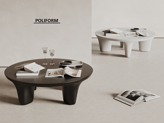 poliform Tea Table Round Book Ornaments 3d model