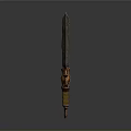 3D Rendered Decorative Weapon With Intricate Metal Blade And Wooden Handle Design