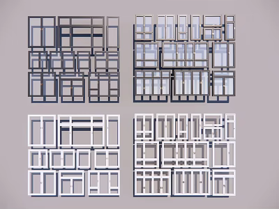 Modern Window Frame Designs With Multiple Grid Patterns And Styles 3d model