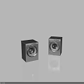 Modern Front Load Washing Machines Black and Silver With Digital Control Panels For Home Laundry