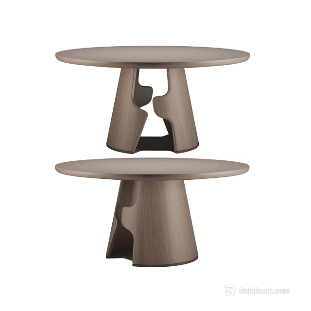 Modern Round Top Dining Table With Stackable Design And Unique Wooden Legs 3d model