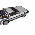 White DeLorean Car With Sleek Design Gull Wing Doors And Red Accents