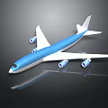 Blue and White Four Engine Spaceplane with Reflective Surface for Aerospace Exploration Missions 3d model