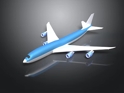 Realistic style Boeing 747 aircraft modern aircraft Boeing 747 aircraft blue silver color four-engine air bus jet aircraft 3d model