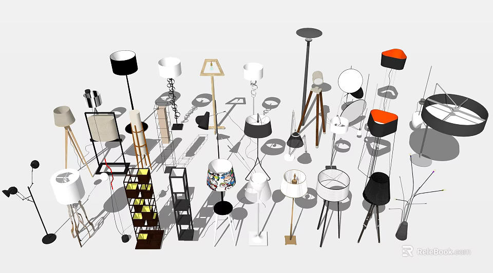 Various Modern Floor Lamps With Different Designs For Home Interior Decor 3d model